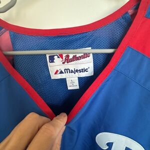 Majestic Authentic Blue and Red Sports Jersey Philadelphia large